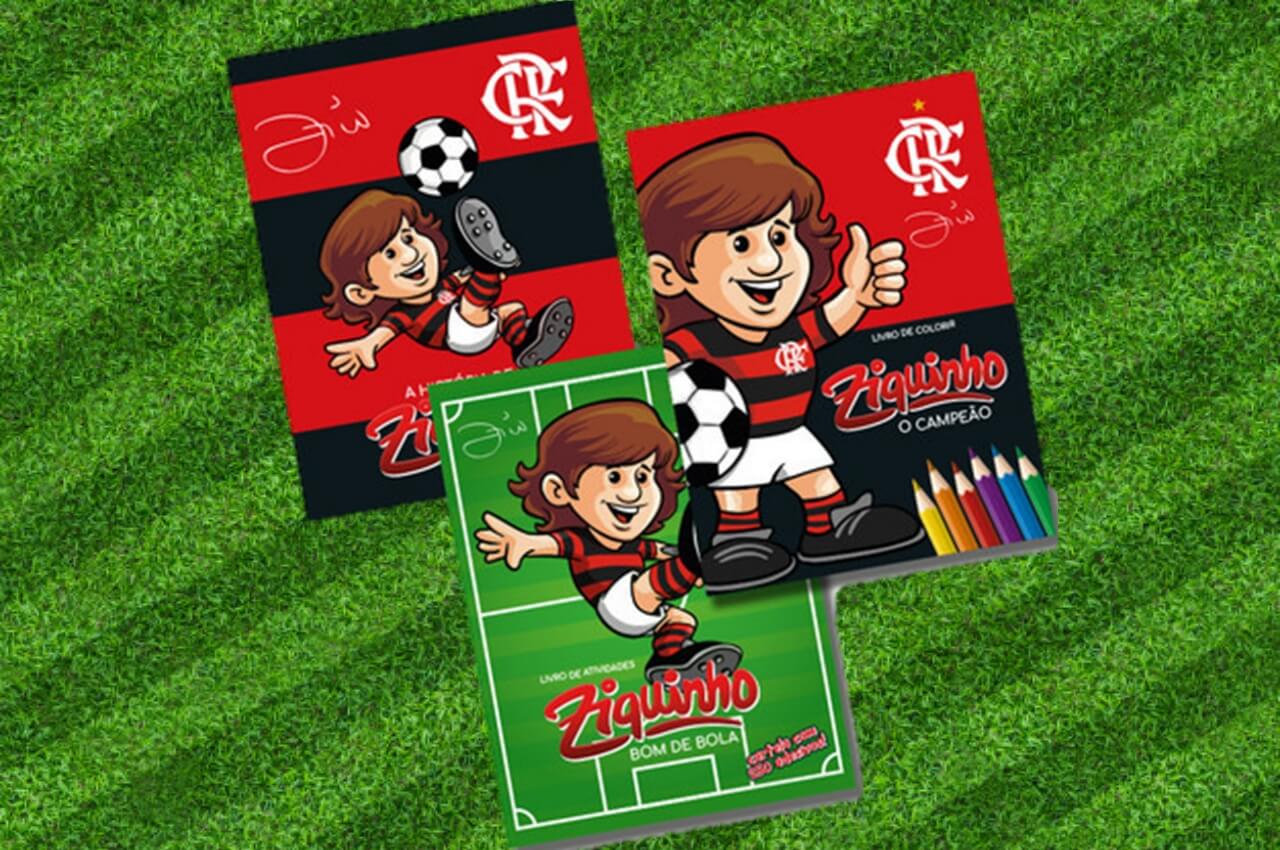 Capas dos três livros da coleção Ziquinho, personagem infantil do maior ídolo do Flamengo