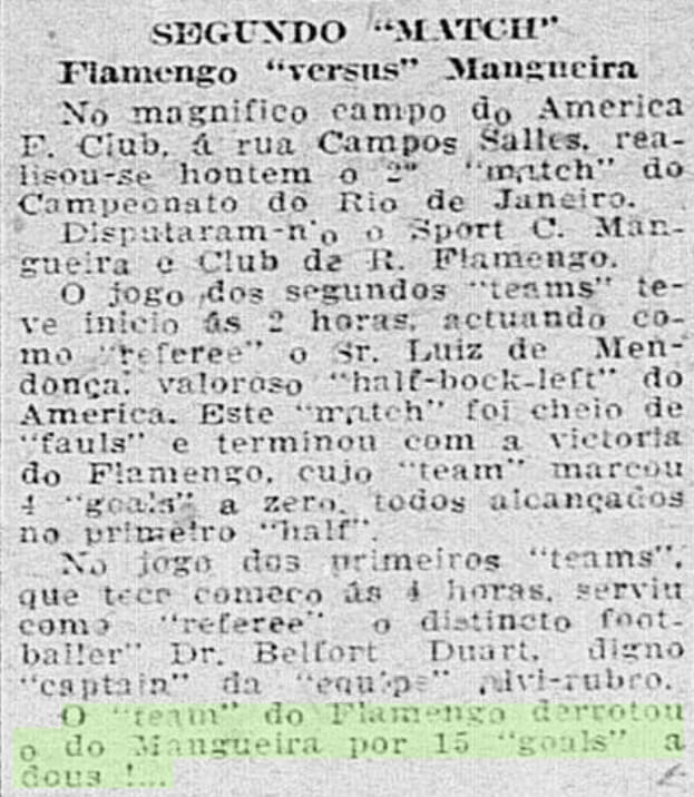 Flamengo x Mangueira: primeira partida oficial do Fla no futebol