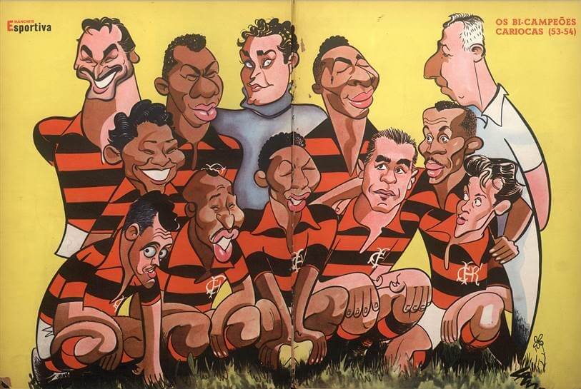 Flamengo, bicampeão carioca em 1954, na ilustração da extinta Revista Manchete Esportiva