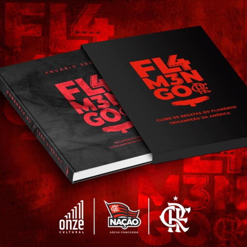 Imagem de capa do Anuário do Flamengo 2022, mostrando a embalagem especial.